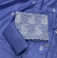 Cotton Chikankari Suit Set D4 (Navy - Blue) - Yanchi
