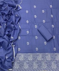 Cotton Chikankari Suit Set D4 (Navy - Blue) - Yanchi