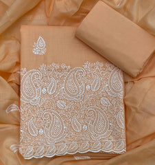 Cotton Chikankari Suit Set D4 (Orange) - Yanchi