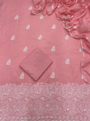 Cotton Chikankari Suit Set D4 (Peach) - Yanchi