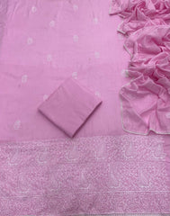 Cotton Chikankari Suit Set D4 (Pink) - Yanchi