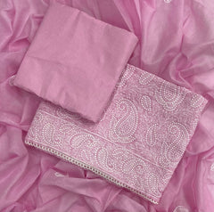 Cotton Chikankari Suit Set D4 (Pink) - Yanchi