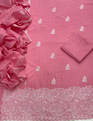 Cotton Chikankari Suit Set D4 (Pink Peach) - Yanchi