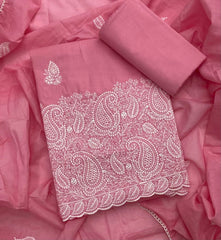 Cotton Chikankari Suit Set D4 (Pink Peach) - Yanchi