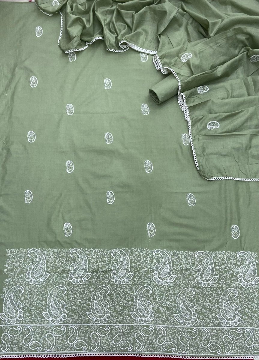 Cotton Chikankari Suit Set D4 (Pista Green) - Yanchi