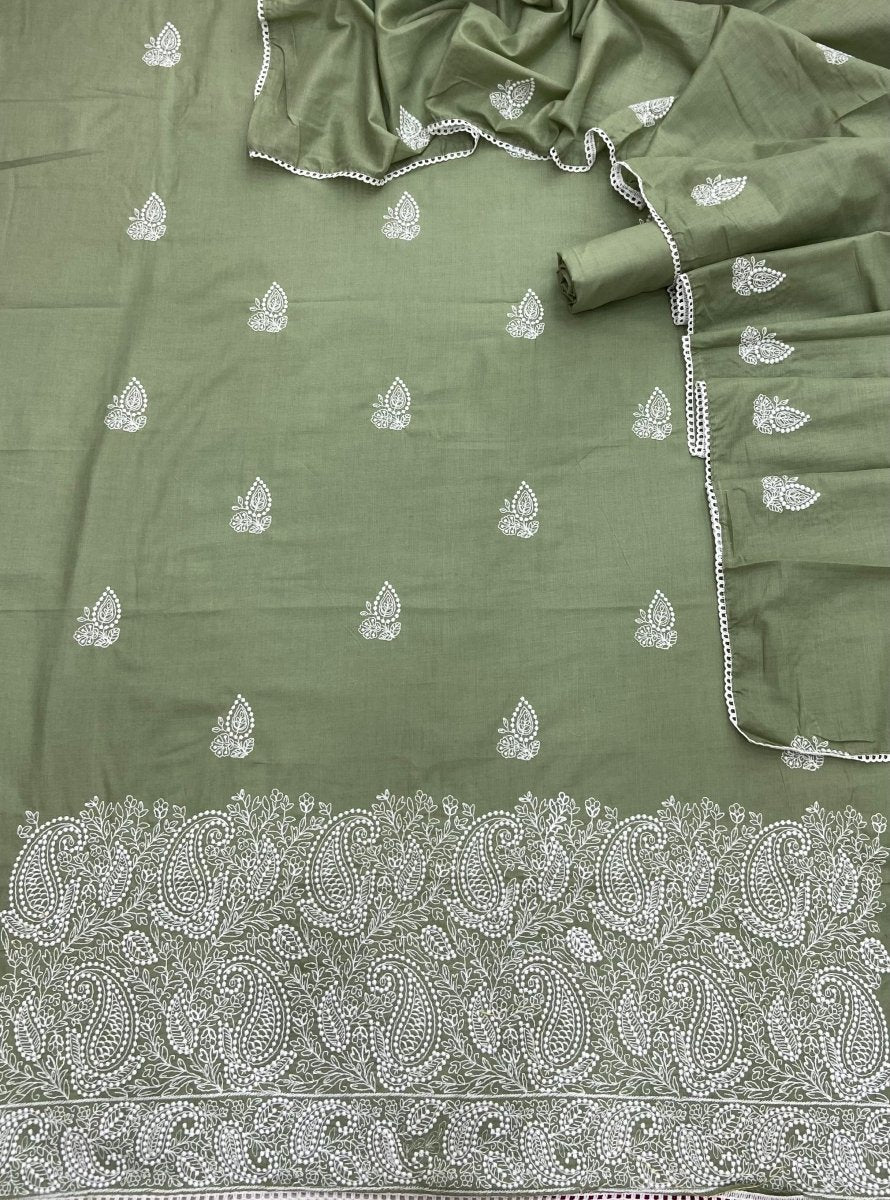 Cotton Chikankari Suit Set D4 (Pista Green) - Yanchi