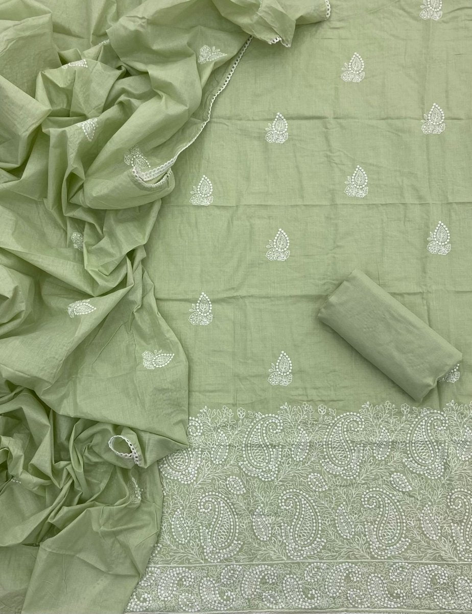 Cotton Chikankari Suit Set D4 (Pista Green) - Yanchi