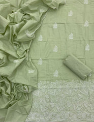 Cotton Chikankari Suit Set D4 (Pista Green) - Yanchi