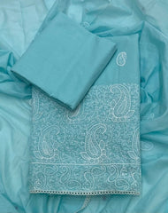 Cotton Chikankari Suit Set D4 (Sky Blue) - Yanchi