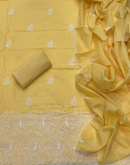 Cotton Chikankari Suit Set D4 (Yellow) - Yanchi