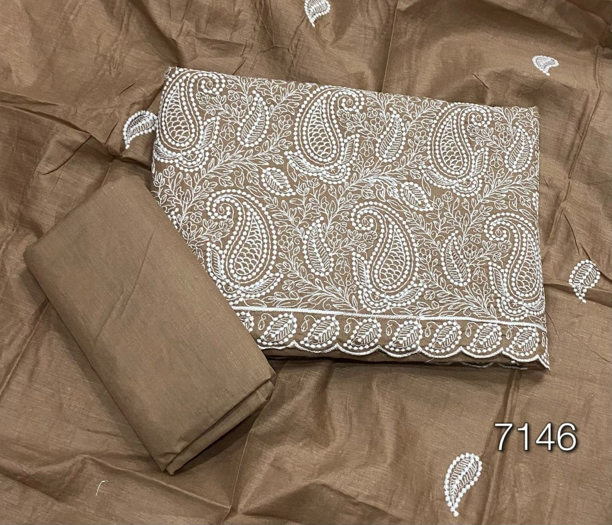 Cotton Chikankari Suit Set D4(Dark - Brown) - Yanchi