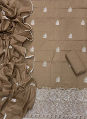 Cotton Chikankari Suit Set D4(Dark - Brown) - Yanchi