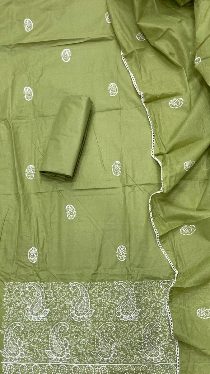 Cotton Chikankari Suit Set D4(Light - Green) - Yanchi