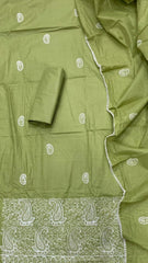 Cotton Chikankari Suit Set D4(Light - Green) - Yanchi
