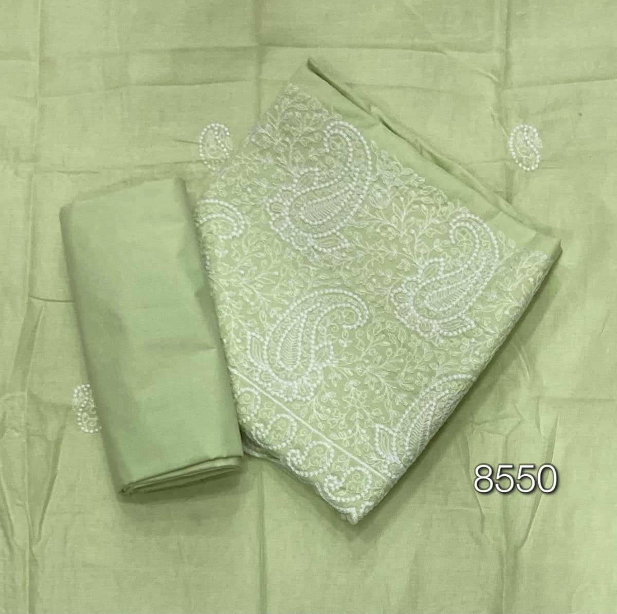 Cotton Chikankari Suit Set D4(Mint - Green) - Yanchi