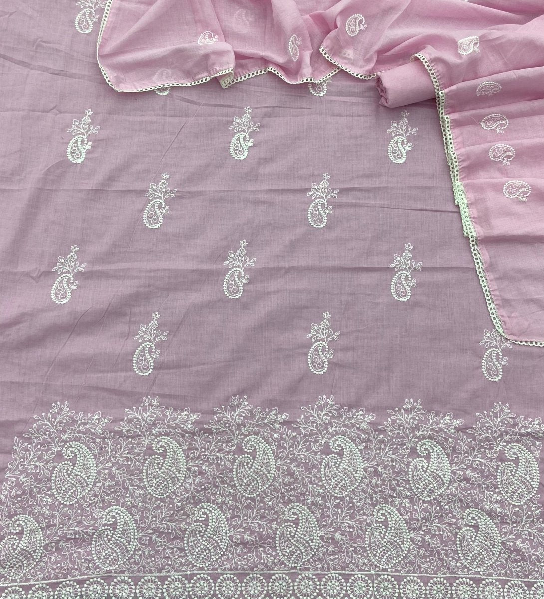 Cotton Chikankari Suit Set D6 (Baby Pink) - Yanchi