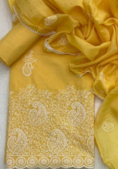 Cotton Chikankari Suit Set D6 (Bright Yellow) - Yanchi