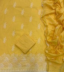 Cotton Chikankari Suit Set D6 (Bright Yellow) - Yanchi