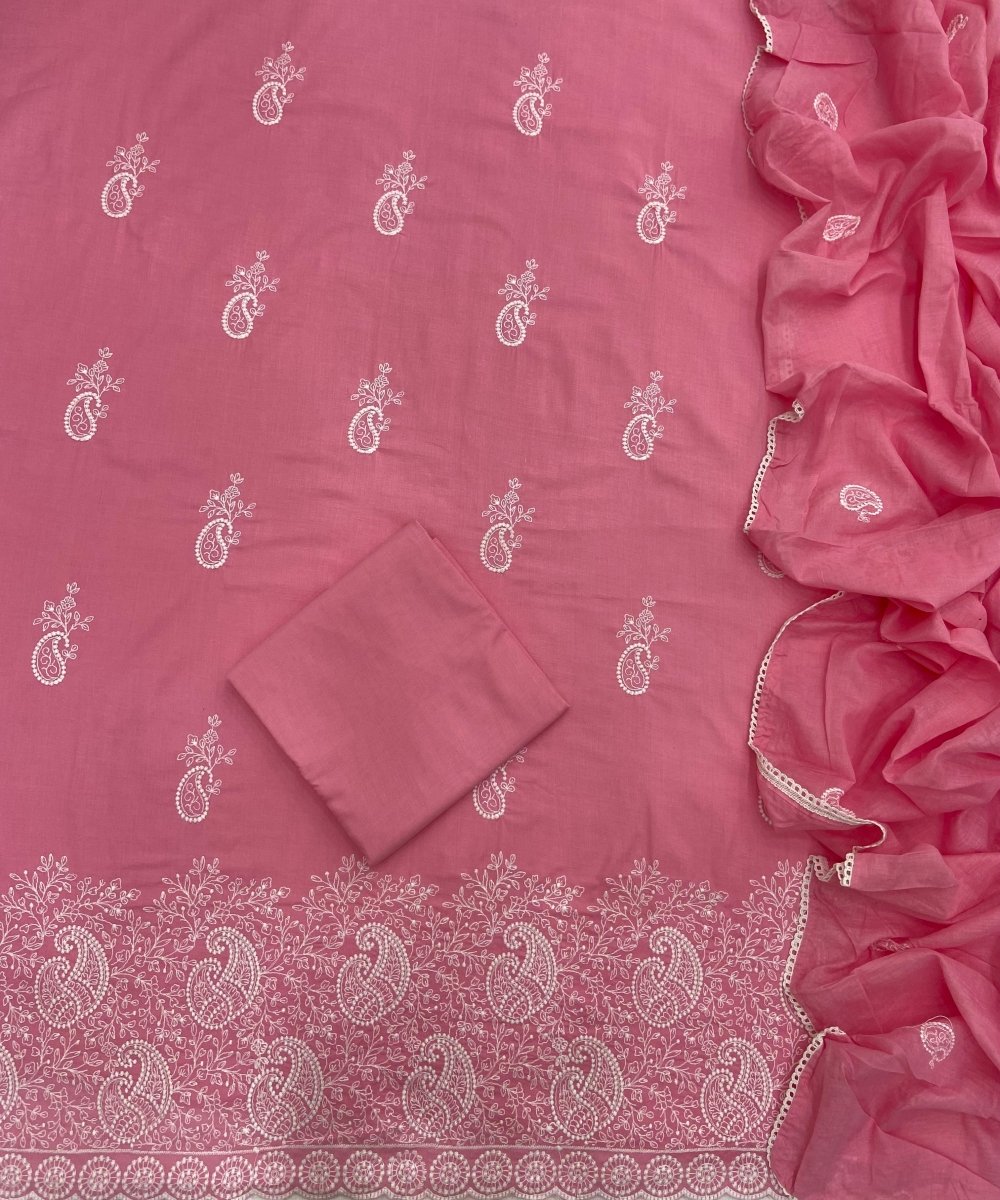 Cotton Chikankari Suit Set D6 (Dark Pink) - Yanchi