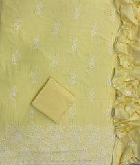 Cotton Chikankari Suit Set D6 (Lemon Yellow) - Yanchi