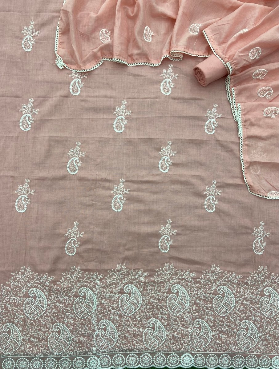 Cotton Chikankari Suit Set D6 (Light Peach) - Yanchi