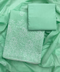 Cotton Chikankari Suit Set D6 (Pastel Green) - Yanchi