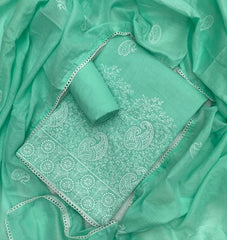 Cotton Chikankari Suit Set D6 (Sea Green) - Yanchi