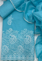 Cotton Chikankari Suit Set D6 (Sky Blue) - Yanchi