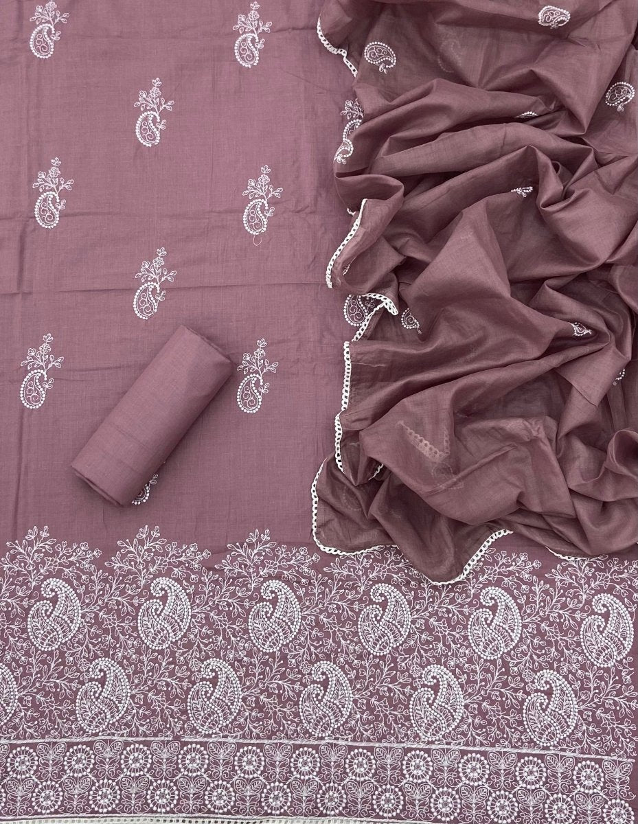 Cotton Chikankari Suit Set D6(Light Mauve) - Yanchi