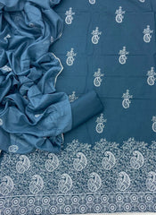 Cotton Chikankari Suit Set D6(Nevy Blue) - Yanchi