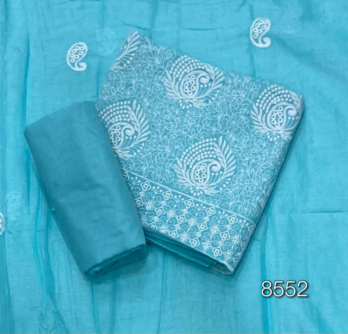 Cotton Chikankari Suit Set D7 (Blue) - Yanchi