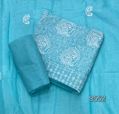 Cotton Chikankari Suit Set D7 (Blue) - Yanchi