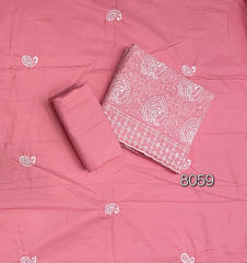 Cotton Chikankari Suit Set D7 (Dark - Pink) - Yanchi