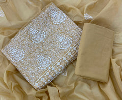 Cotton Chikankari Suit Set D7 (Dark - Soft - Yellow) - Yanchi