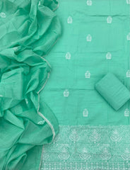 Cotton Chikankari Suit Set D7 (Green) - Yanchi