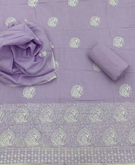 Cotton Chikankari Suit Set D7 (Lavender) - Yanchi