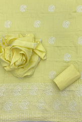 Cotton Chikankari Suit Set D7 (Lemon - Yellow) - Yanchi