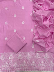 Cotton Chikankari Suit Set D7 (Light Pink) - Yanchi