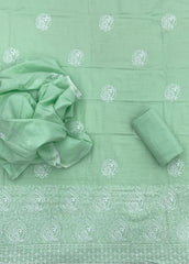 Cotton Chikankari Suit Set D7 (Mint - Green) - Yanchi