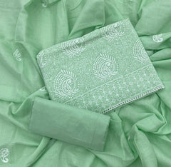 Cotton Chikankari Suit Set D7 (Mint - Green) - Yanchi