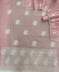 Cotton Chikankari Suit Set D7 (Peach) - Yanchi