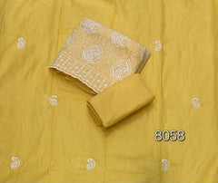 Cotton Chikankari Suit Set D7 (Yellow) - Yanchi