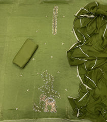 Crush Silk Suit Set with Cutdana & Sequins Work - Yanchi