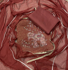 Crush Silk Suit Set with Cutdana & Sequins Work - Yanchi