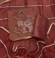 Crush Silk Suit Set with Cutdana & Sequins Work - Yanchi