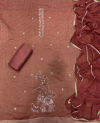 Crush Silk Suit Set with Cutdana & Sequins Work - Yanchi