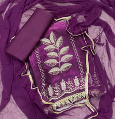 Crush Silk Suit Set with Zari & Sequins Work - Yanchi