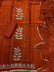 Crush Silk Suit Set with Zari & Sequins Work - Yanchi