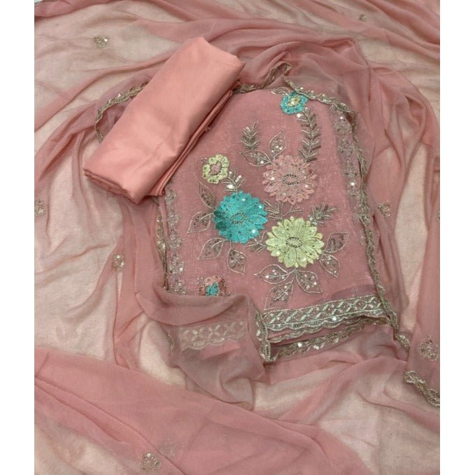 Crush Silk Suit Set with Zari & Sequins Work - Yanchi