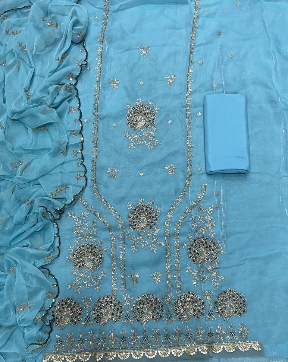 Crush Silk Suit Set with Zari & Sequins Work - Yanchi